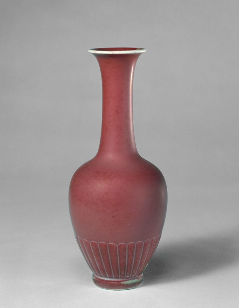 图片[1]-Cowpea red glaze chrysanthemum vase-China Archive
